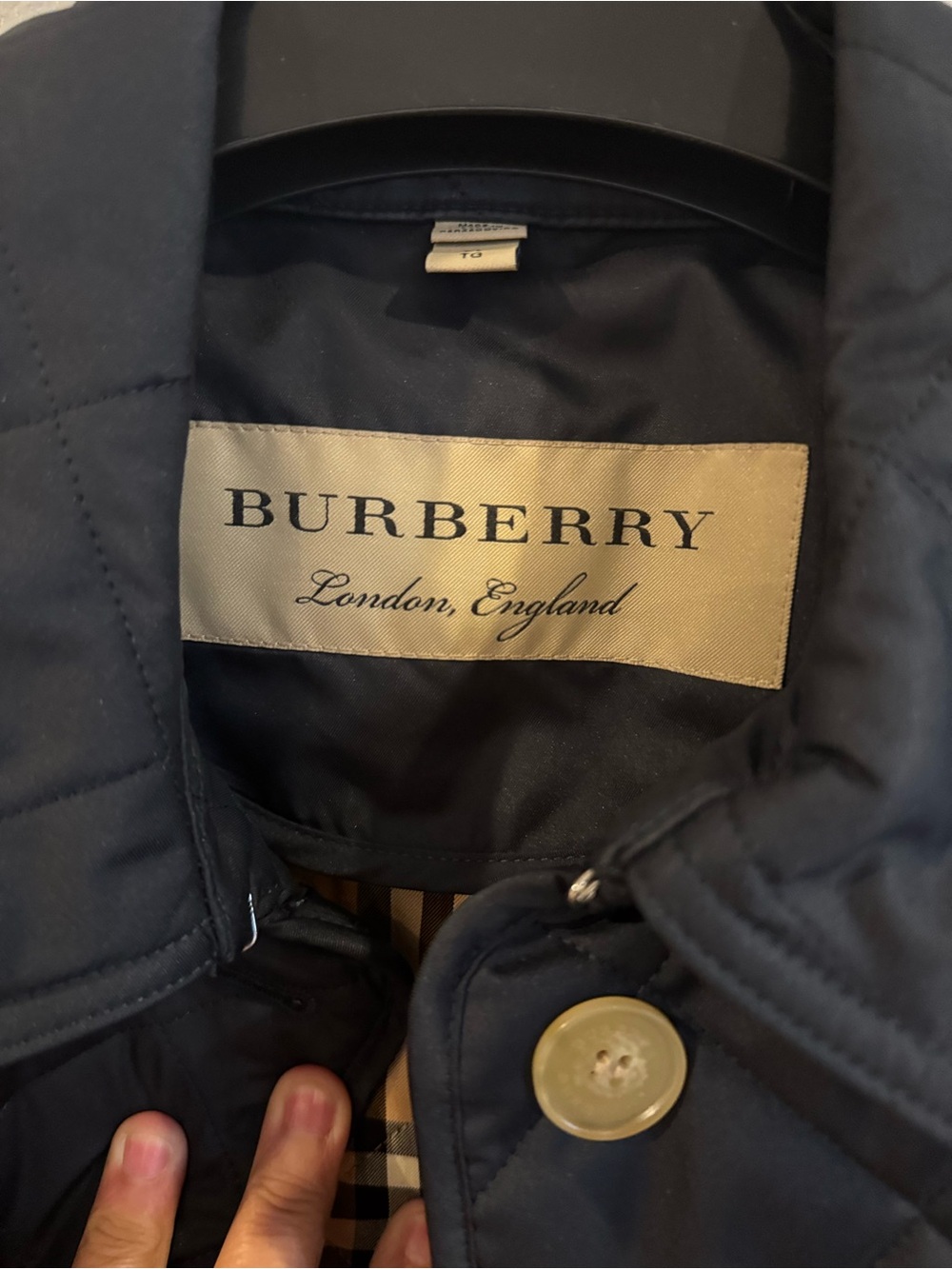 Burberry Navy Quilted Utility Jacket with Signature Check Trim - Picture 5 of 9